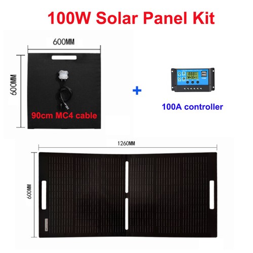 Portable solar panel kit - panel, 100w